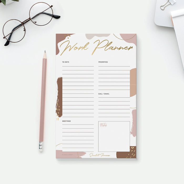 Work Planner Notepad Personalized with Your Name, Modern Daily Planner for your Desk, To Do List Pad, Schedule Organizer