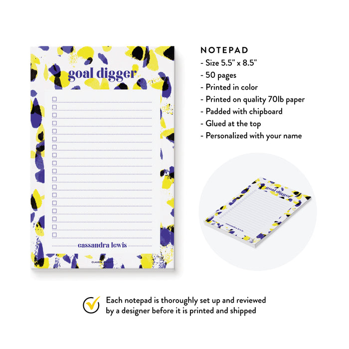 Goal Digger Notepad, Personalized Stationery Gift For Women, Boss Babe Empowering Gift, Feminist Goal Planner for Girl Boss