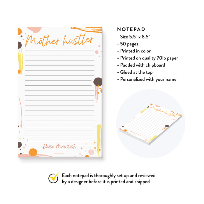 Mother Hustler Notepad Personalized, Custom Mom Gifts, To Do List Notepad for Moms, Working Mom Pad, Business Woman Office Gifts