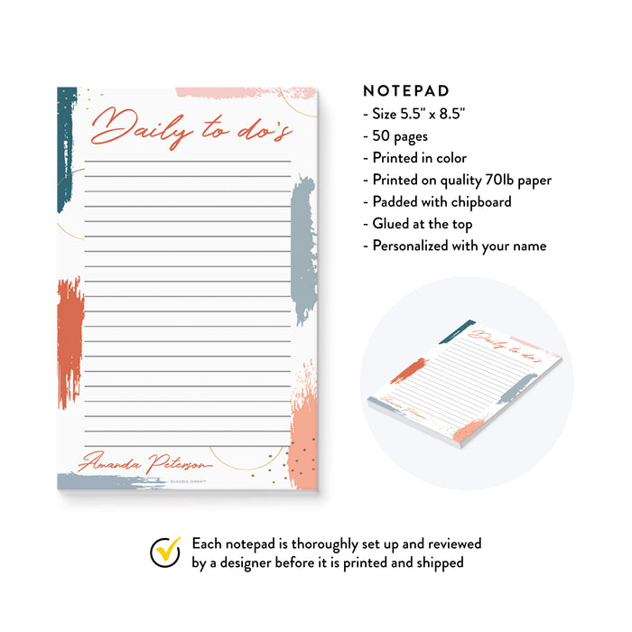 Personalized Daily To Do List Notepad, Modern Home Office Desk Planner for Her, Daily Planning Pad Schedule Notes, Customized Work To Dos