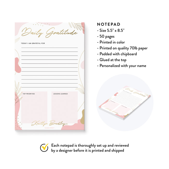 Daily Gratitude Notepad, Personalized Daily Planner Things I am Grateful For, Daily Affirmation Motivational Gifts, Thankfulness Positivity
