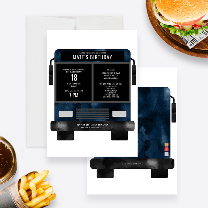 a birthday card with a burger and fries