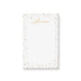 a notepad with pearls and gold lettering on it 