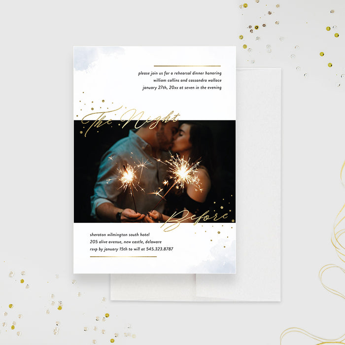 The Night Before Rehearsal Dinner Party Invitation with Photo, Romantic Wedding Dinner Invitation with Picture, Bridal Party Invites, Before We Do Wedding Dinner