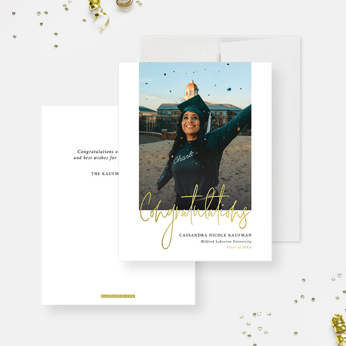 Congratulations on Your Graduation Card with Photo, Congratulatory Greeting Cards with Picture, College Graduation Gift for Men and Women, Graduation Photo Gifts