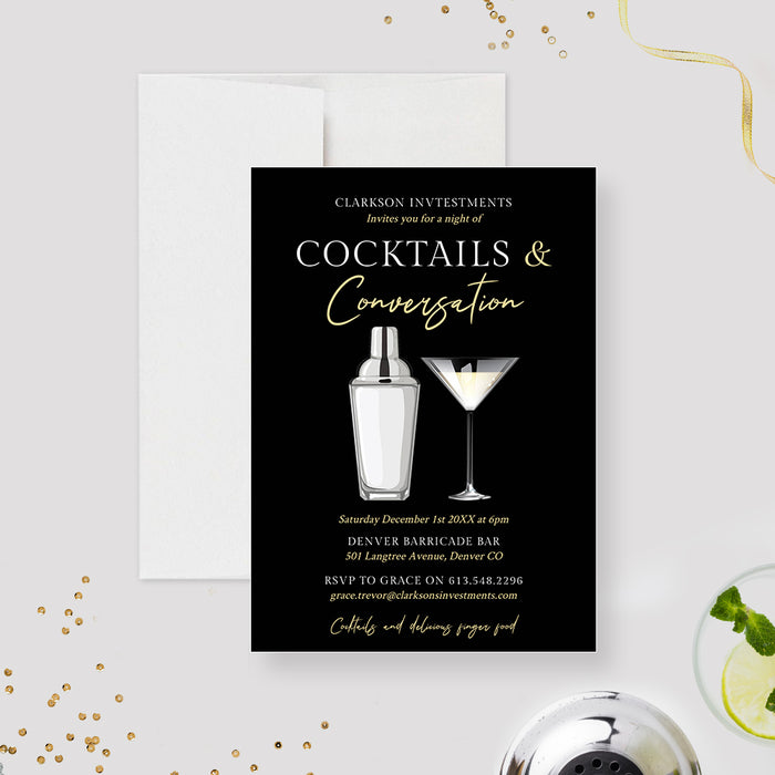 Cocktails and Conversation Invitation Template, Business Drinks Digital Download, Corporate Happy Hour Event, Cocktail Party Invites, 21st 30th 40th 50th Birthday Drinks