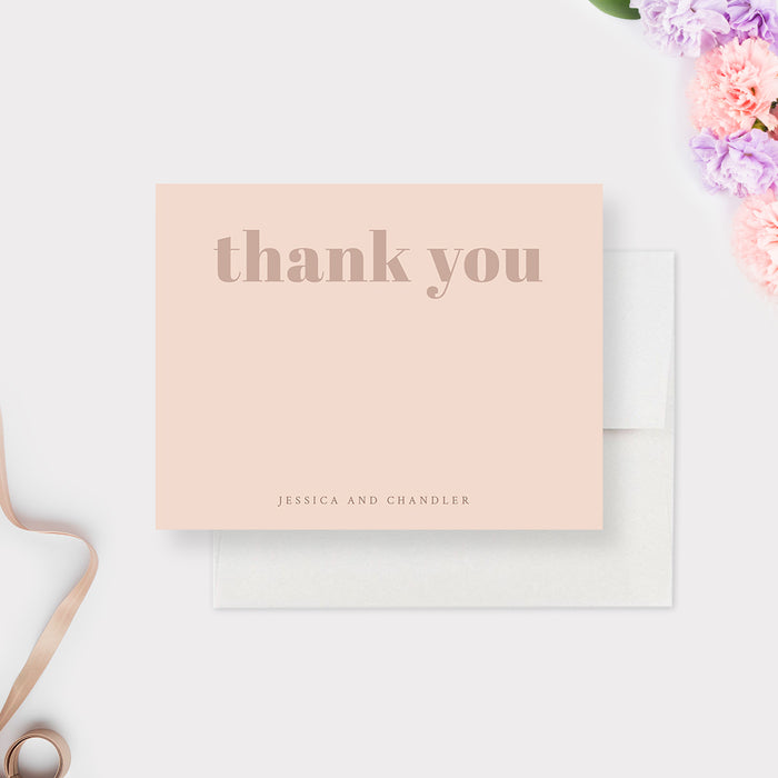 Minimalist Chic Wedding Thank You Notes, Peach Thank You Cards, Neutral Color Anniversary Party Thank You Note Card, Modern Thank You Gifts, Blush Pink