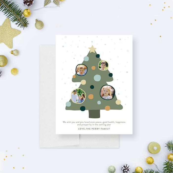 Christmas Tree Holiday Cards with Pictures, Cute Christmas Card with Photo, Unique Family Holiday Photo Cards, Personalized Family Christmas Greeting Card