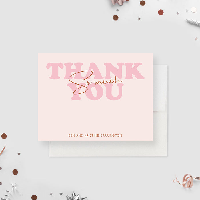 Light Pink Bat Mitzvah Thank You Cards, Minimalist Bar Mitzvah Thank You Notes, Modern Jewish Thank You Note Card Personalized with your Name