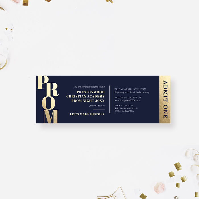 Prom Night Ticket Template, Junior Senior Prom Party Admission Ticket, Formal Event Ticket Instant Download, Printable Prom Ticket invitation, Digital Ticket for Prom Night
