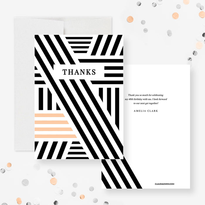 Thank You Card Template, Business Dinner Party Thank You Note, Professional Event Printable Thank You Cards, Appreciation Dinner Thank You with Geometric Pattern