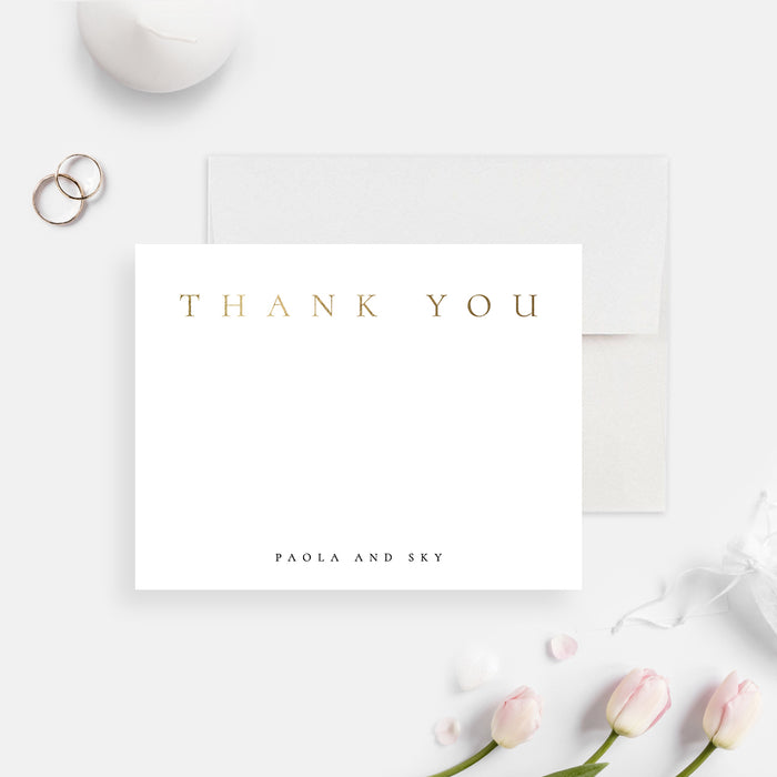 Modern Wedding Thank You Card with Gold Typography, White and Gold Thank You Notes, Elegant Anniversary Party Thank You Note Cards, Professional Thank You Cards