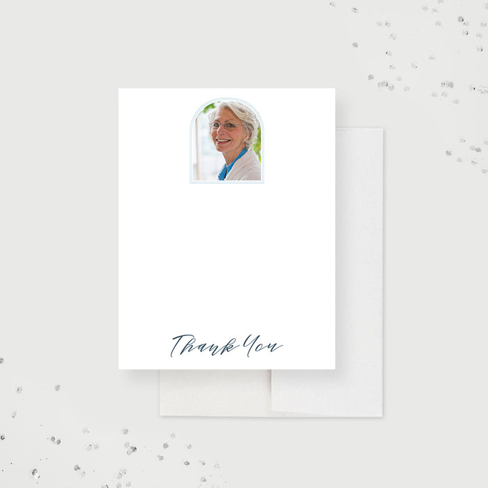 Personalized Memorial Service Thank You Cards with Photo, Modern Funeral Service Thank You Notes in White, Photo Thank You Card for Celebration of Life