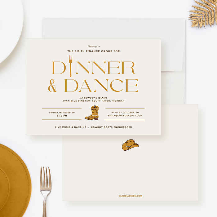 Country Style Dinner and Dance Invitation Template, Cowboy Themed Dinner Party Invites Digital Download, Western Birthday Dinner Invitation, Dinner and Dancing