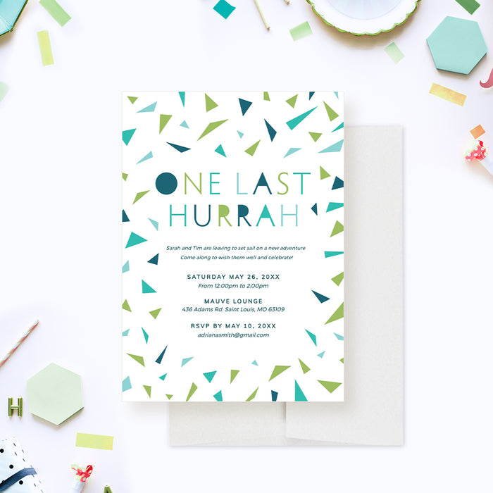 One Last Hurray Goodbye Party Invitation Template, Going Away Party Invitation with Colorful Confetti, Modern Farewell Party Invitation Digital Download, Moving Away Party Invites