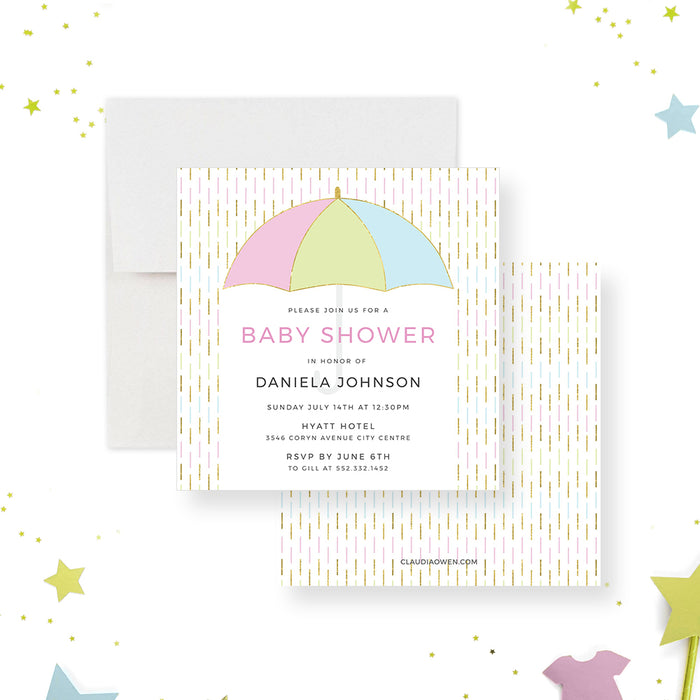 Umbrella  Baby Shower Invitation Template, Gender Neutral Baby Shower Digital Download, Raindrops Baby Shower Invites, Baby Sprinkle Printable Invitation, Umbrella Invite
