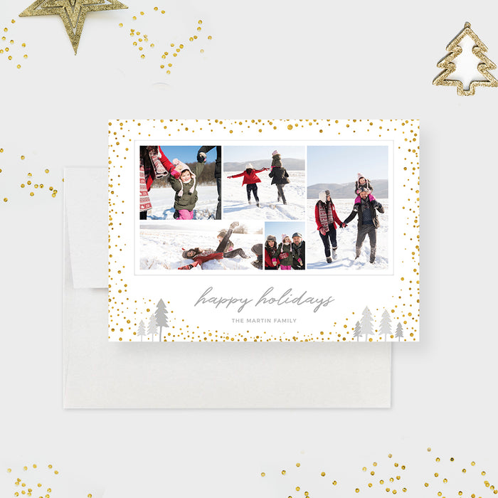 Family Winter Holidays Card with Photo Template, Modern Family Greeting Cards Digital Download, Happy Holidays Family Photo Cards, Printable Winter Cards