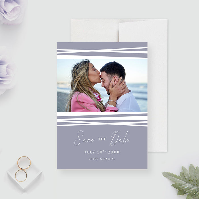 Save the Date Card with Photo Template, Minimalist Save the Date Digital Download, Modern Wedding Card Instant Download, Wedding Announcement Cards, Printable Save the Date