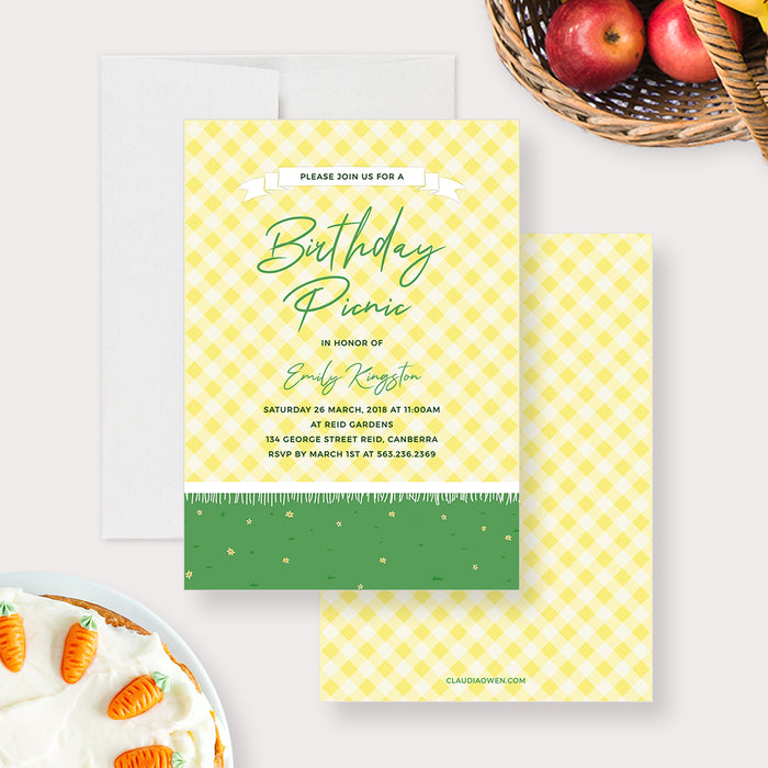 Birthday Picnic Party Invitation Template, Summer Picnic Brunch Instant Download, Family Picnic at the Park Invites, Garden Party Invitations Digital Download