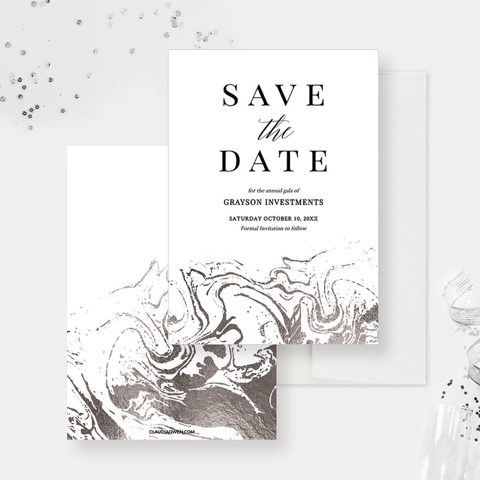 White Gala Save the Date Invitation Template, Elegant Save the Date Card Digital Download,  Modern Save the Date Business Anniversary, Formal Save the Dates