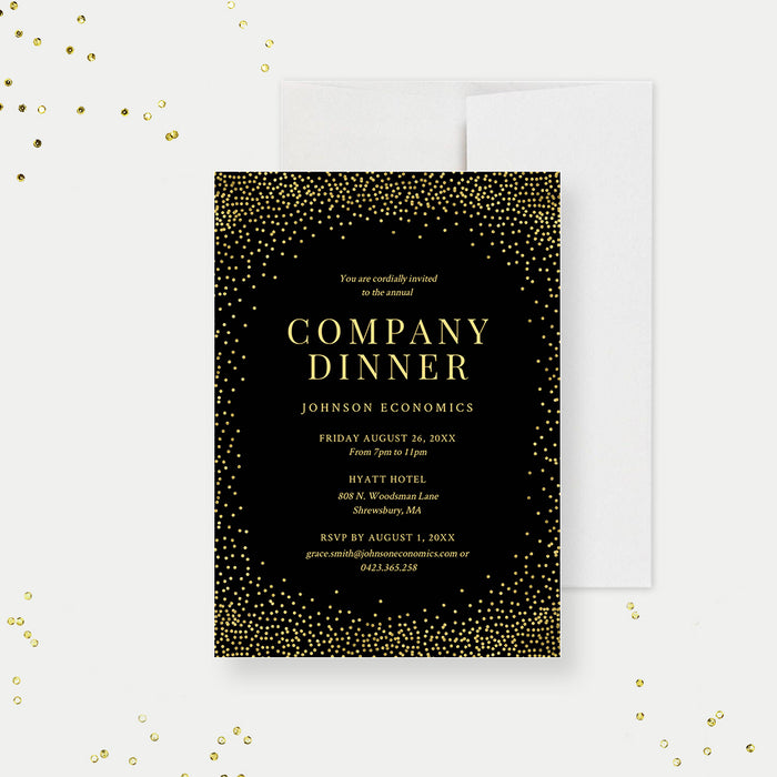 Company Dinner Invitation Template, Client Appreciation Dinner Invite Digital Download, Corporate Event Invitation, Business Dinner Invitation in Black and Gold