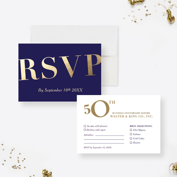 Business RSVP Cards, Elegant Birthday Rsvp Card, Formal Corporate Event  Enclosure Card, Business Dinner Details Card