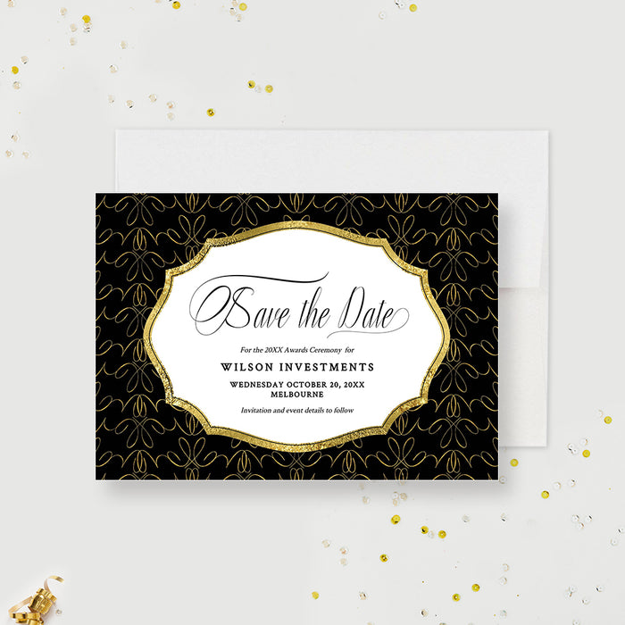 Business Save the Date Cards, Elegant Save the Dates Digital Download, Professional Business Printables, Work Party Save the Dates, Black and Gold Formal Save the Dates