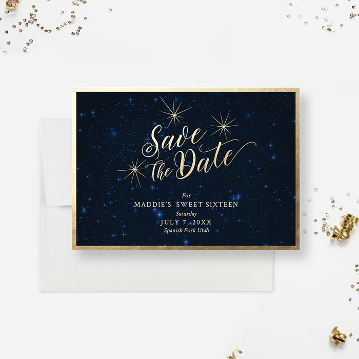 Celestial Save the Date Printable Card, Night Sky Save The Date Invite Instant Download Invitation, Stars Save The Date Digital Template