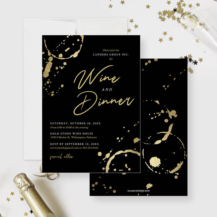Wine and Dinner Invitation Template, Annual Dinner Invites Digital Download, Wine Tasting Party, Happy Hour Business Invitation, Wine and Dine Birthday Invites, Wine Bachelorette