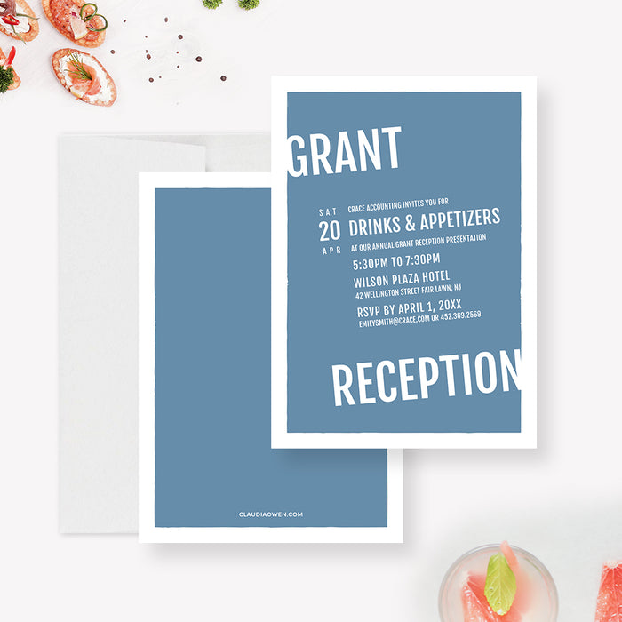 Grant Reception Party Invitation Editable Template, Professional Printable Digital Download, Business Event Editable Invitation
