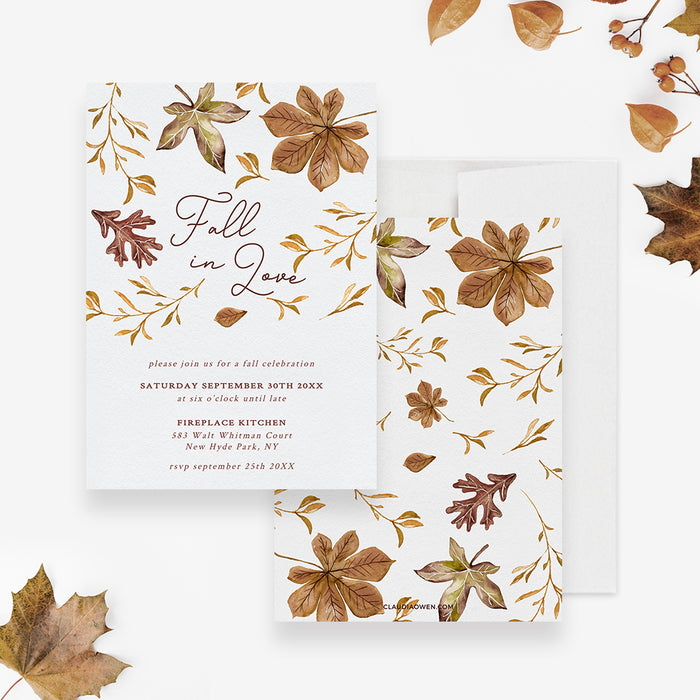 Fall Wedding Rehearsal Dinner Party Invitation Editable Template, Autumn Printable Digital Download, Fall Engagement Party, Fall Bridal Shower