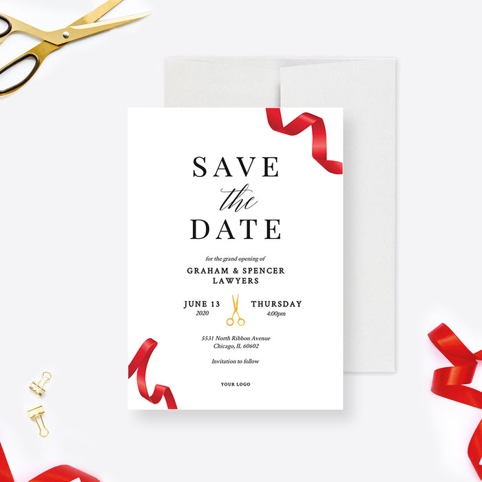 Grand Opening Save the Date Card Edtaible Template, Launch Party Digital Download, Ribbon Cutting Ceremony, New Business Opening
