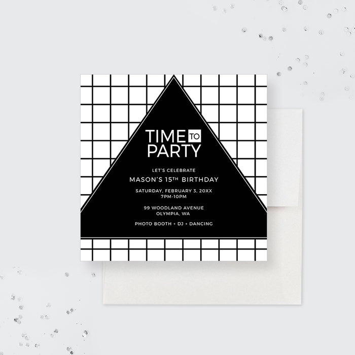Time to Party Invitation Template, 15th 16th 17th 18th Teen Birthday Invites, Bachelor Party Invitation Digital Download, Kids Disco Party Invitation Instant Download, 80s Party Invites