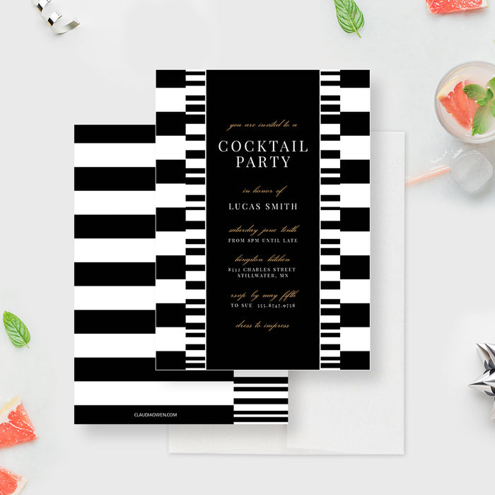 Cocktail Party Invitation Template, Company Dinner Invitation, Business Event Digital Download, Black and White Party Invites, 21st 30th 40th 50th Birthday Invites