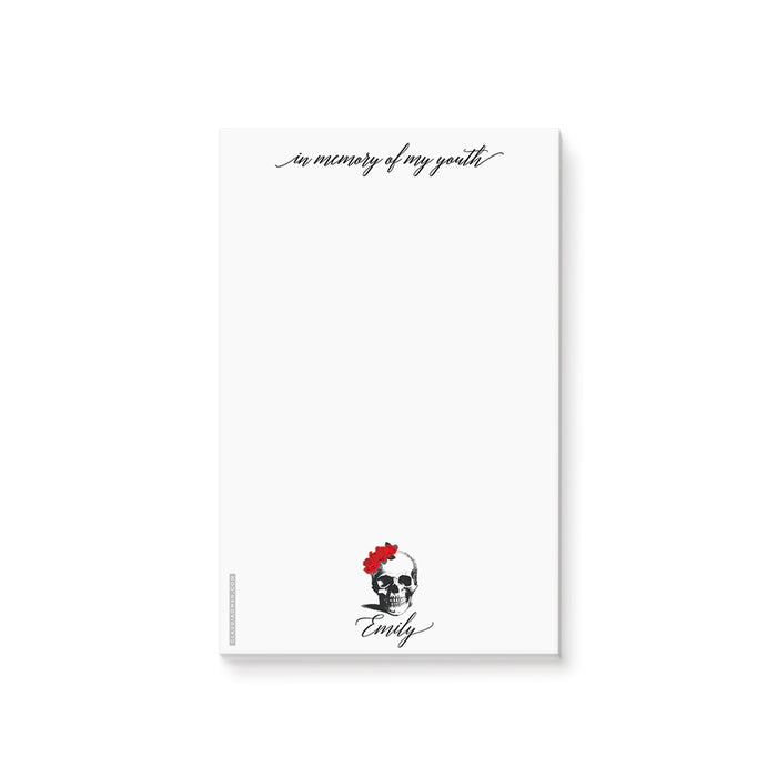 Halloween Notepad with Skull and Red Roses, Death to my 20s Stationery