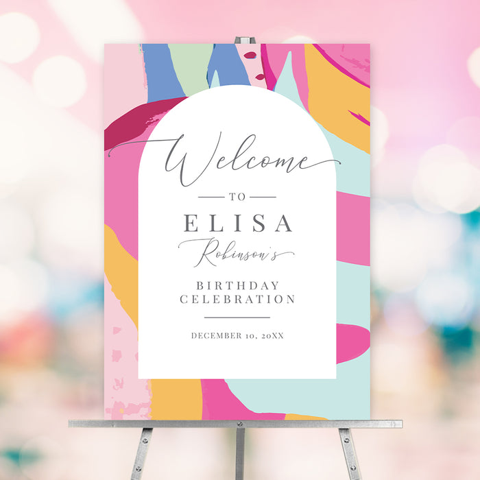 Colorful Birthday Welcome Sign Template, Womens Birthday Sign Digital Download, Colorful Wedding Bridal Shower Welcome Board, Summer Bachelorette Party Banner Sign