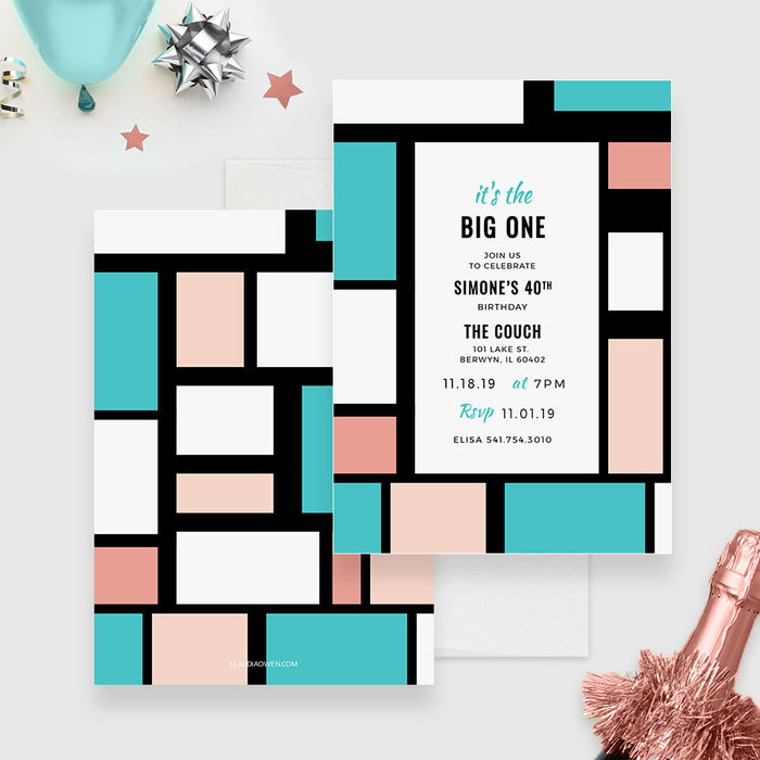 It&#39;s the Big One Edit Yourself Template, 30th 40th 50th 60th 70th Birthday Printable Digital Download, Modern Geometric Pattern