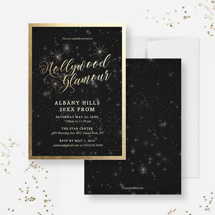 Hollywood Glamour Party Invitation Edit Yourself Template, Prom Invites Starry Night Sky Digital Download, Teen Birthday Party, Sweet 16