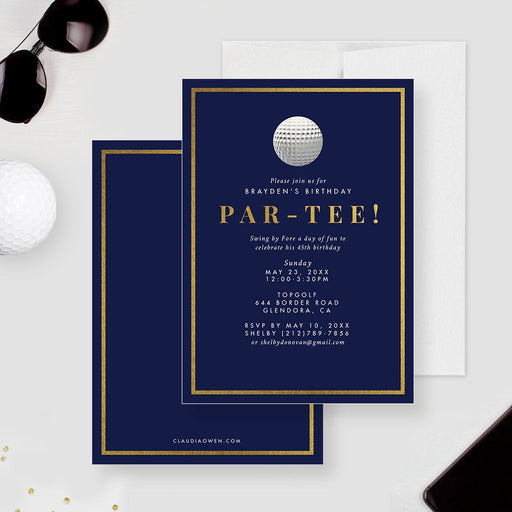 Golf Birthday Party Invitation, Par-tee Invitation for Men and Boys, Golf Themed Party Invite, Hole In One Golfing Tournament