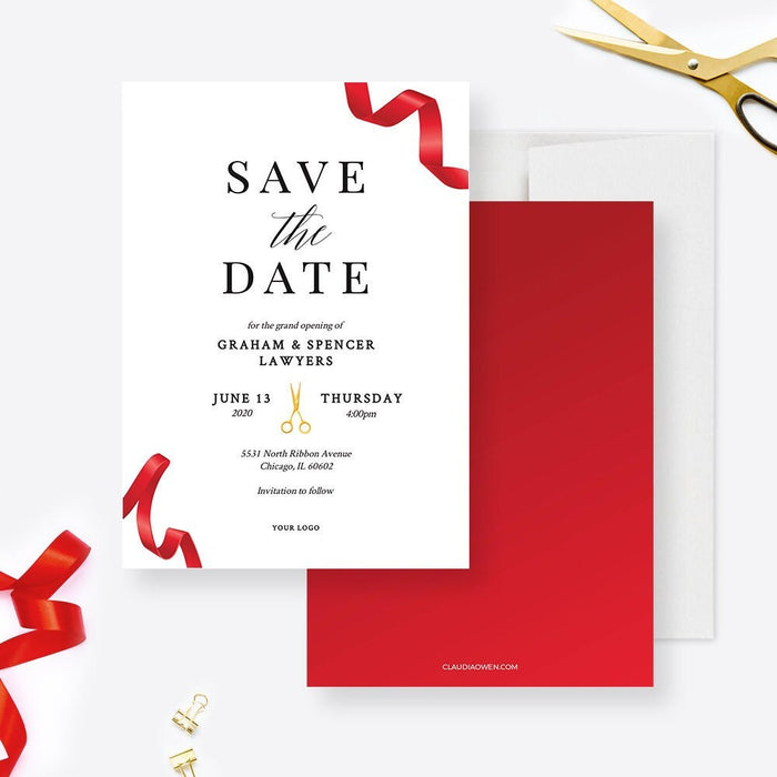 Grand Opening Save the Date Card Edit Yourself Template, Launch Party Digital Download, Ribbon Cutting Ceremony New Business Opening