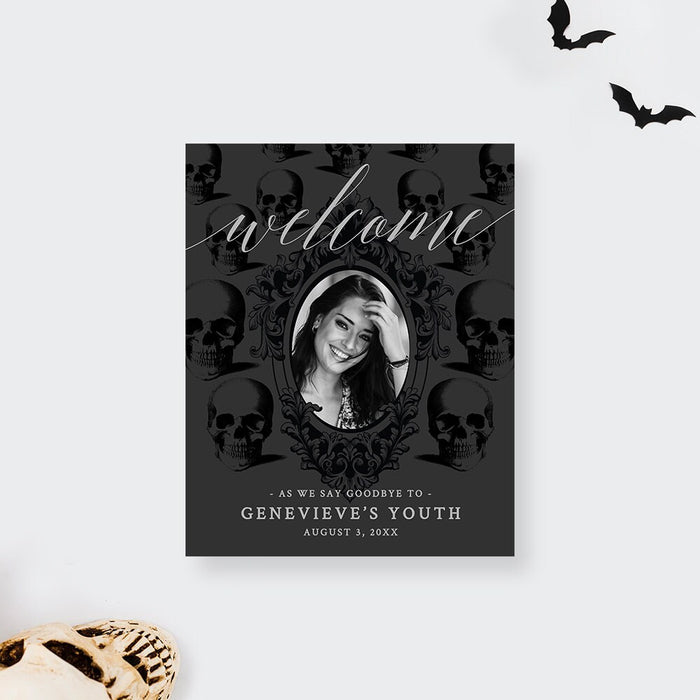 RIP Twenties Welcome Sign With Photo Editable Template, Printable Sign Digital Download, 30th Birthday RIP 20s 30s 40s, Table Sign