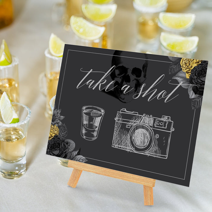 Table Sign Digital Download Gold, Death To My 20s Take a Shot Sign, Cards and Gifts Sign for Halloween Party, Printable Dessert Table Sign