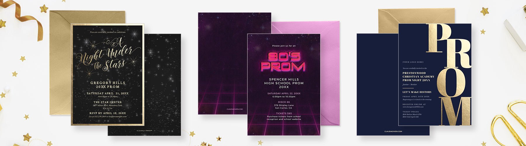 Digital Prom Party Invitations, image size:1800x500