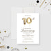 10th wedding anniversary invitation digital template featuring elegant gold balloon numbers and customizable event details on a clean white background.