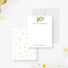 Personalized thank you note card with gold balloon 10th anniversary design and custom names for wedding anniversary celebrations-front-back