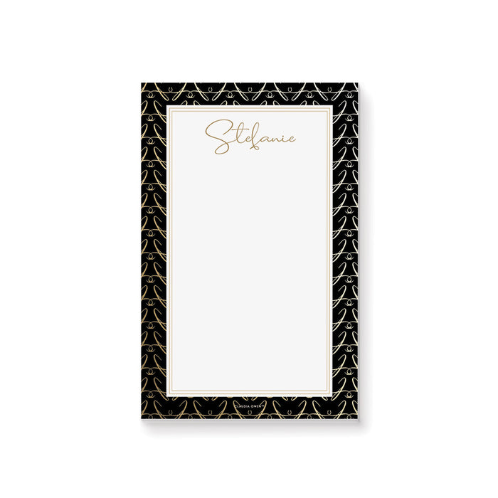 Elegant Notepad with Golden Pattern, Notepad for the Office, Personalized Writing Pad, Notepad for Professionals, To-do Notepad with Your Name