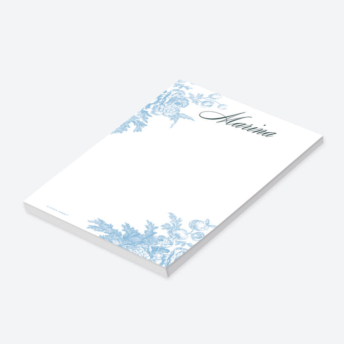 Blue and White Vintage Floral Notepads, Personalized Small Gifts for Women