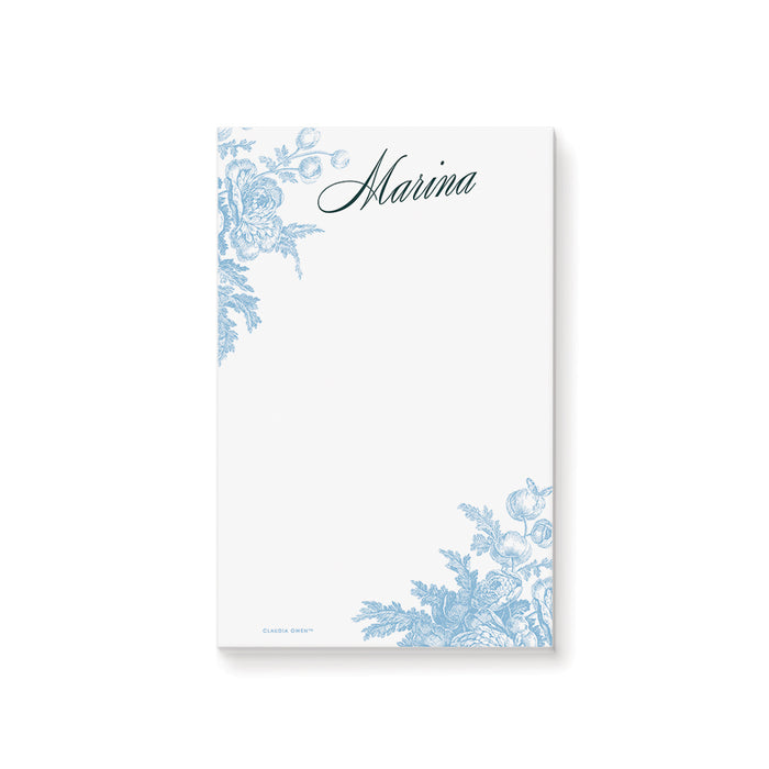 Blue and White Vintage Floral Notepads, Personalized Small Gifts for Women