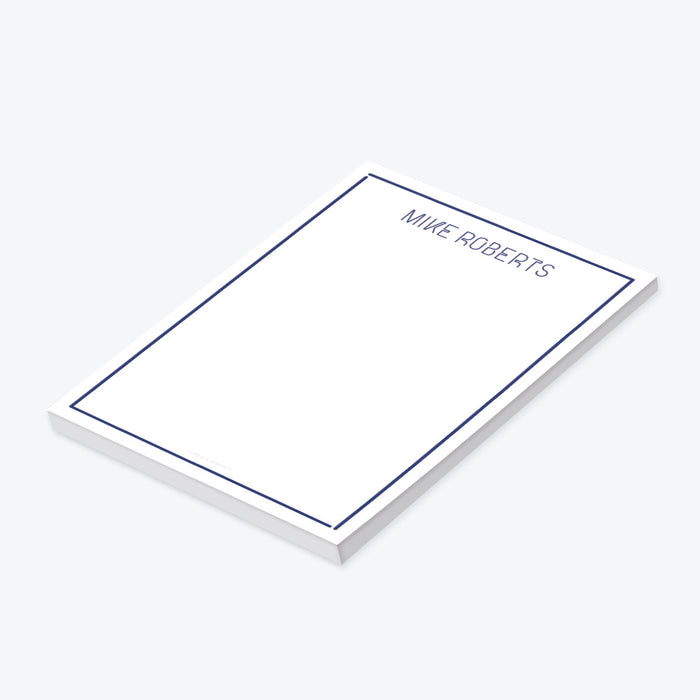 Minimalist White and Blue To Do List Notepad, Personalized Stationery Gifts for Men, Modern Memopad for the Office