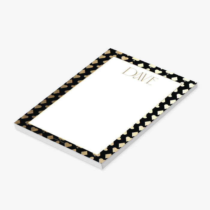 Elegant Casino Notepad in Black and Gold, Las Vegas Themed Stationery Pad with Your Name, Personalized Gift for Men